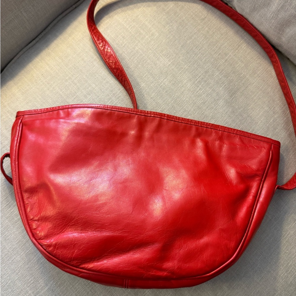 Vintage Halston Red Leather Shoulder Bag